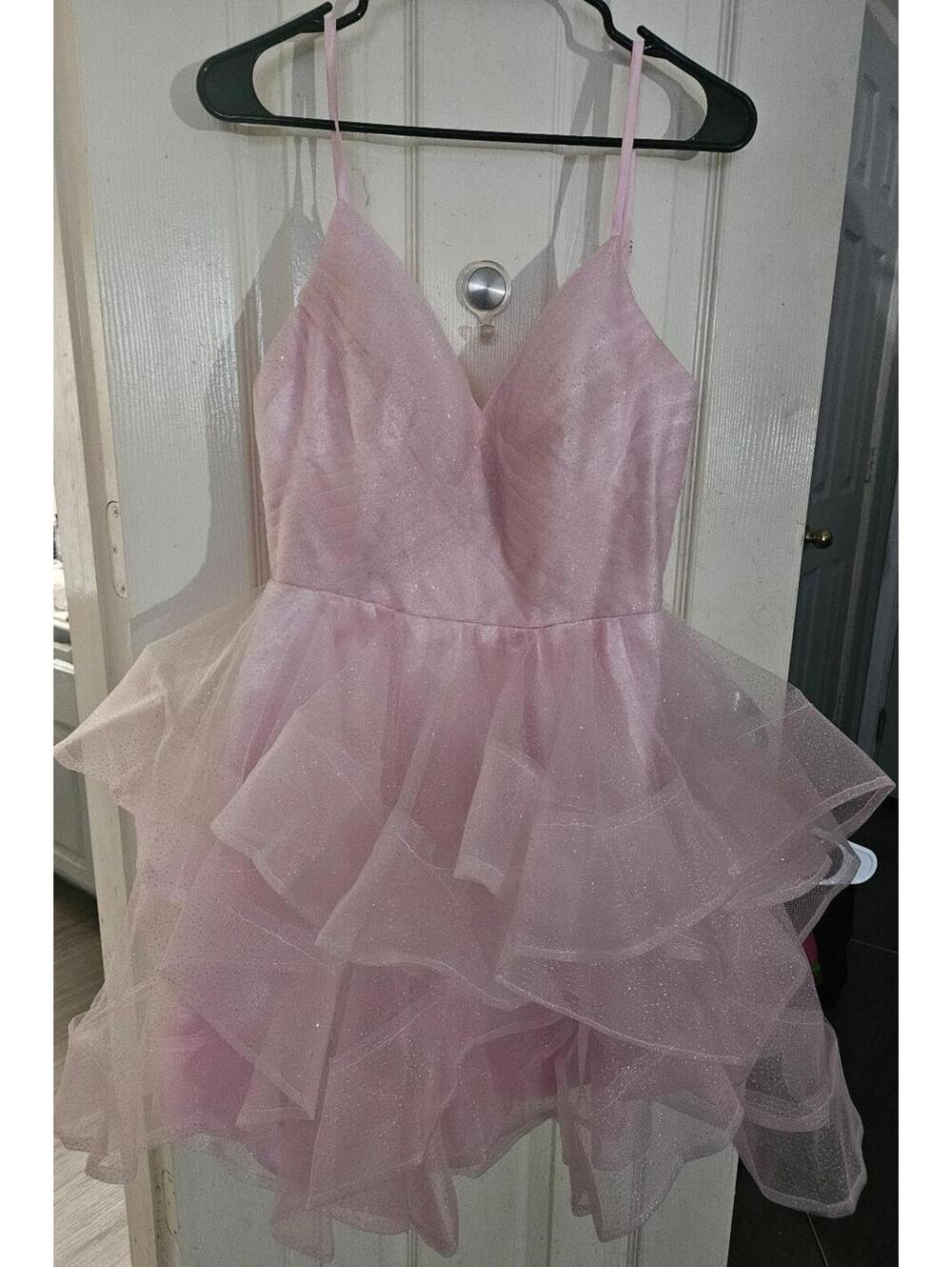 NEW Tulle Mini Dress LAYERS COCKTAIL PROM Tutu Baby Pink Size 8 corset back